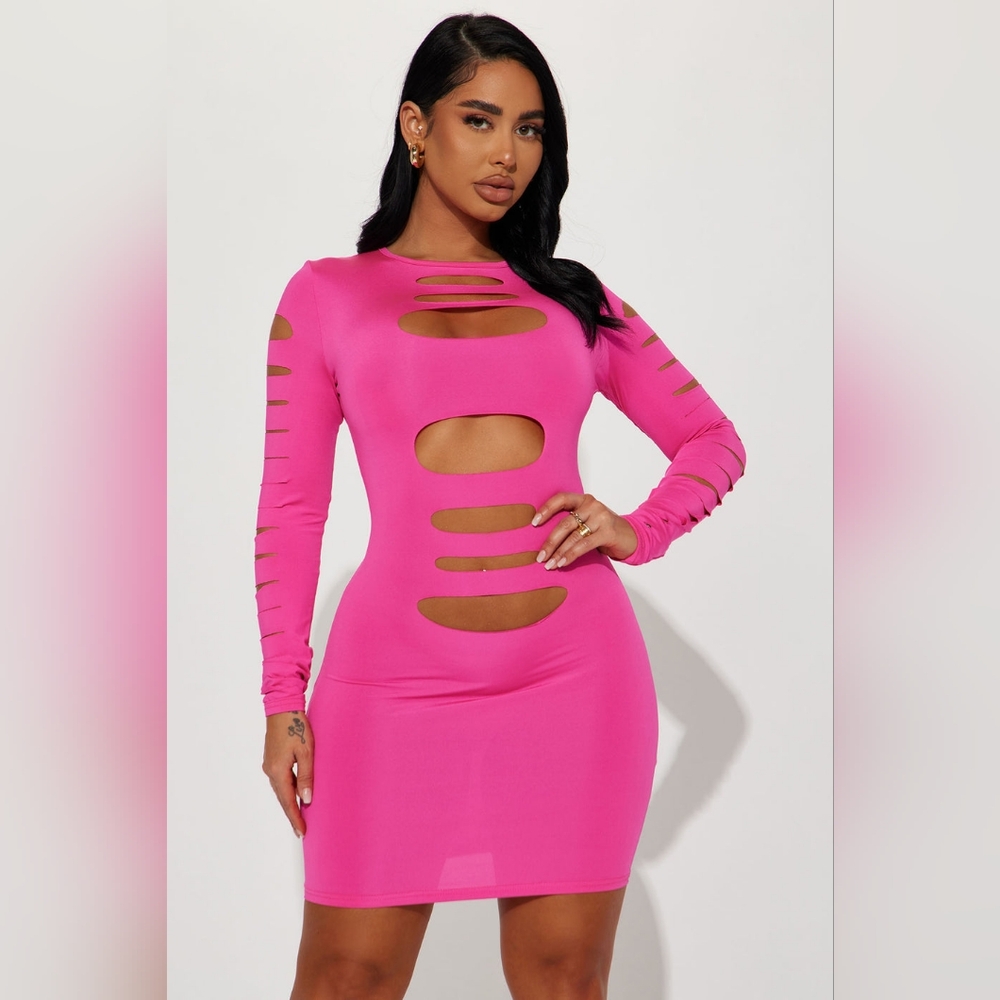 Fuchsia cut out mini dress
